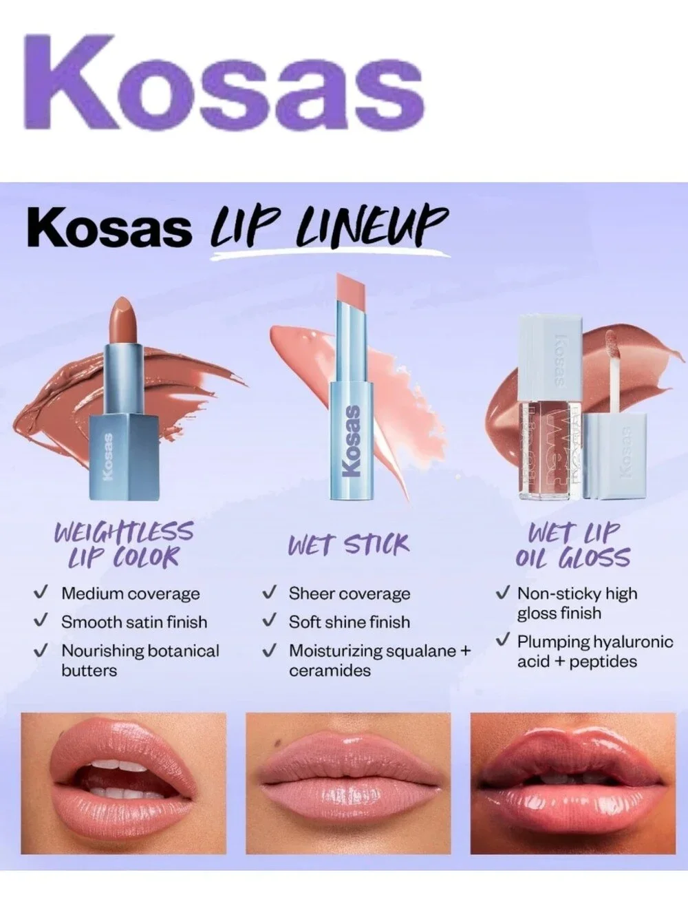 Kosas Moisturizing Lip Shine - Heatwave- Neutral Rosey Beige - Tinted Lip Balm